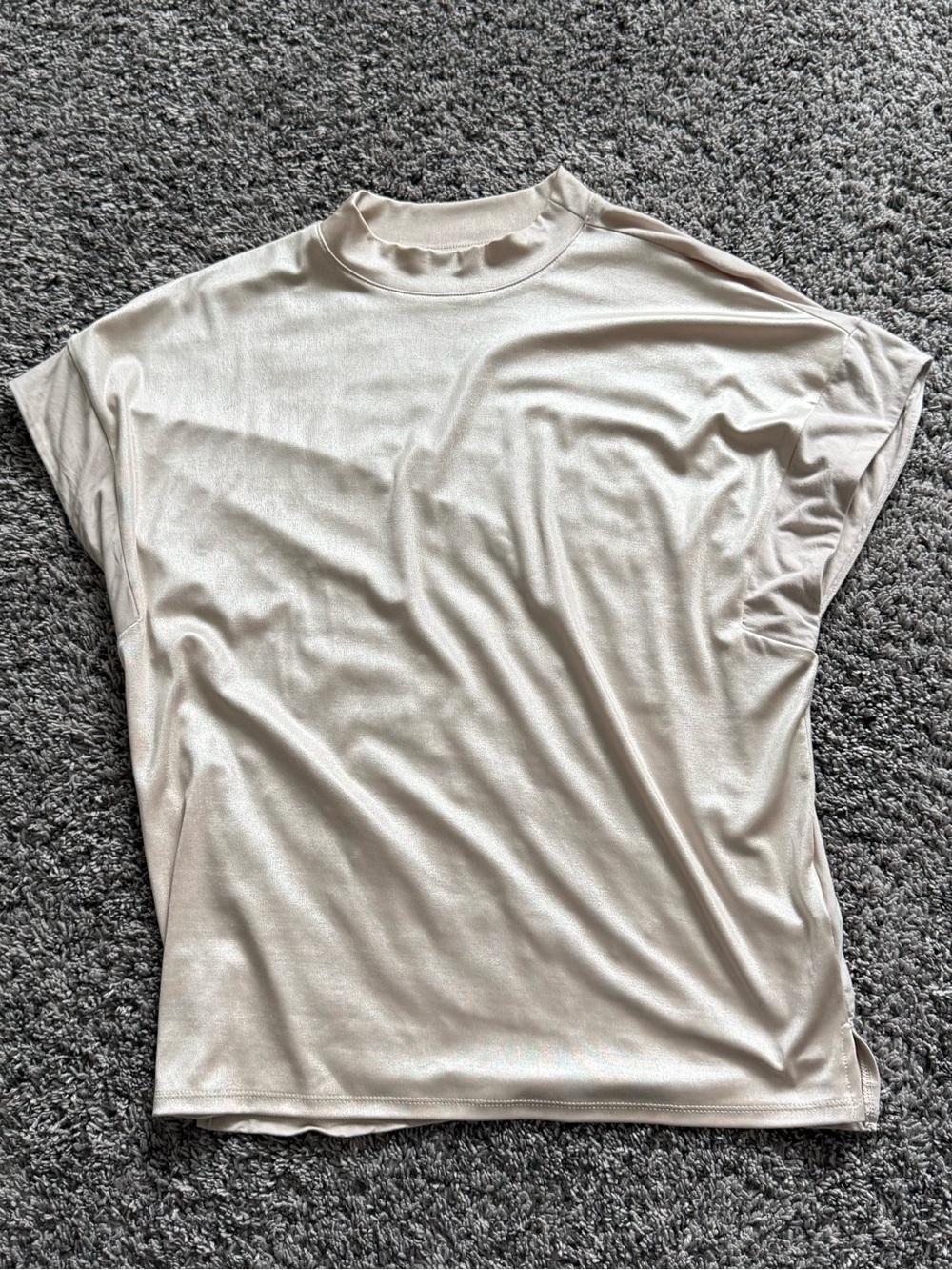 Express Cream Short Sleeve Mock Neck Top
